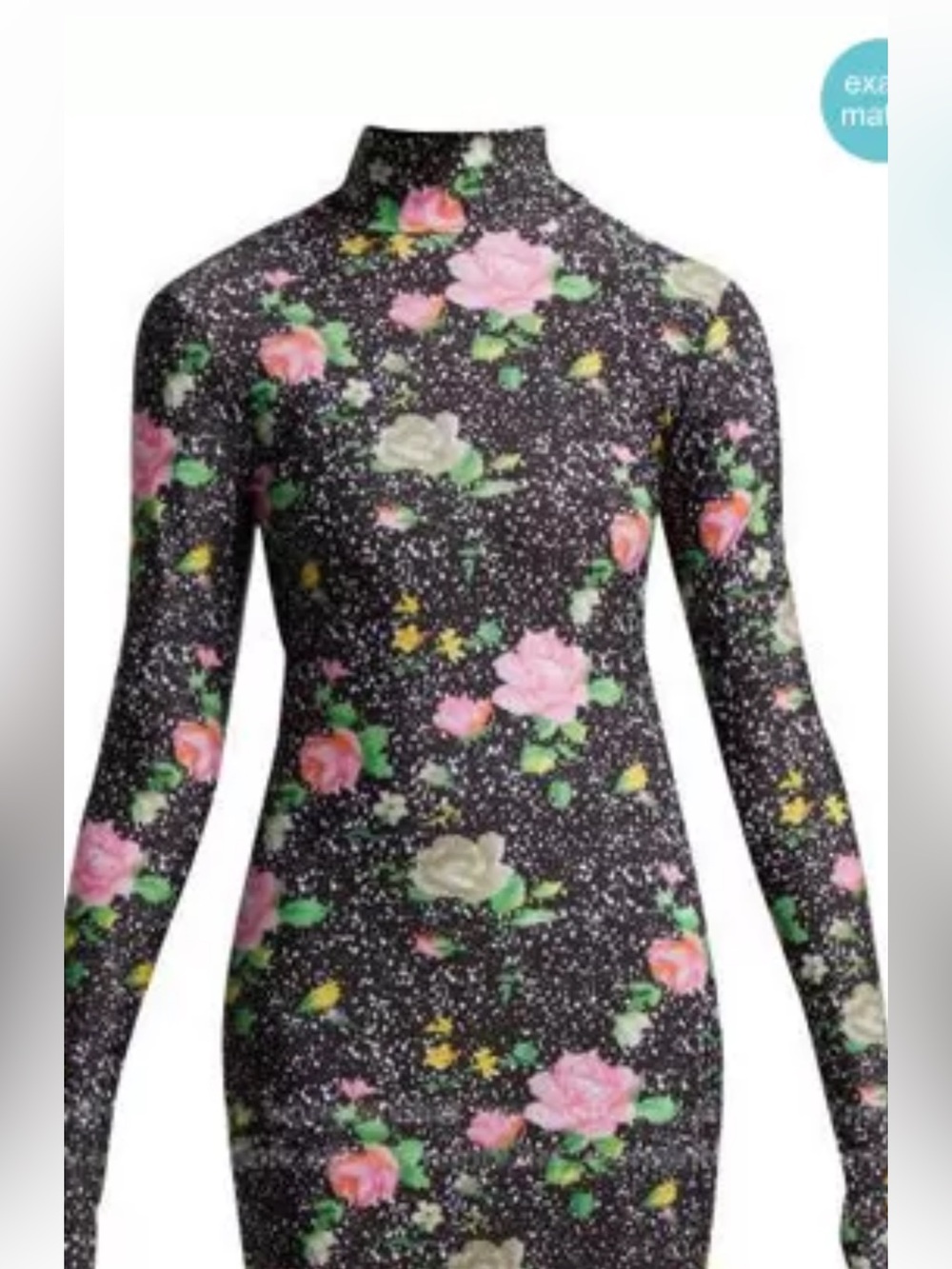 VETEMENTS Floral Stretch Jersey Long Sleeve Mini Dress OS